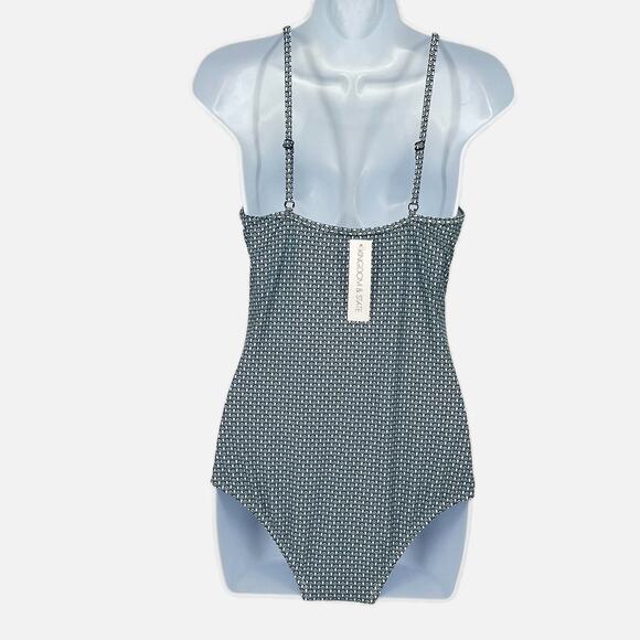 Swimsuit One Piece Loop Print in Blue, White and Green Size X-Large - Picture 4 of 6